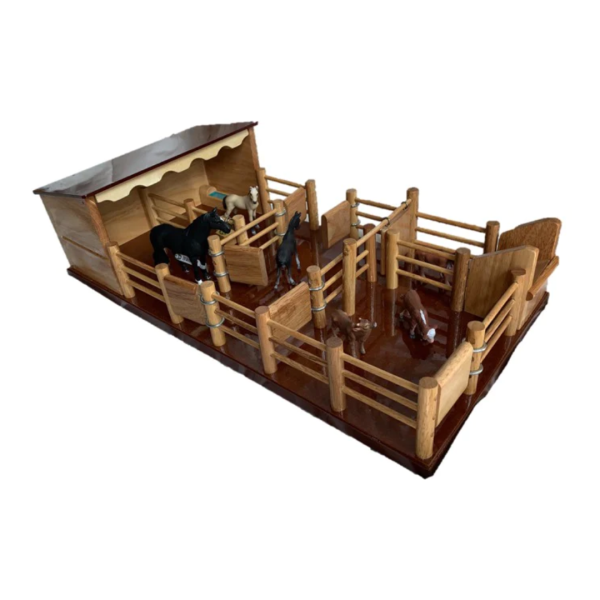 Run a farm with this 2 horse wooden stables playset!