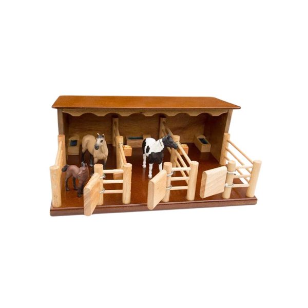 3 Horse Wooden Stables Playset