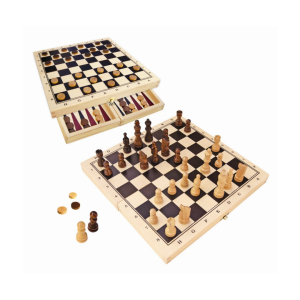 3 in 1 Wooden Fold Up Game Set