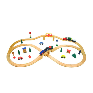 Build your own track with this 49 Piece Wooden Train Set!