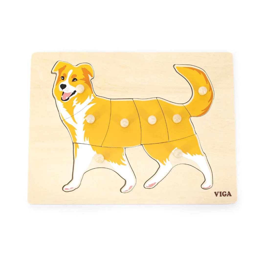 Piece together this Montessori Dog Peg Puzzle.