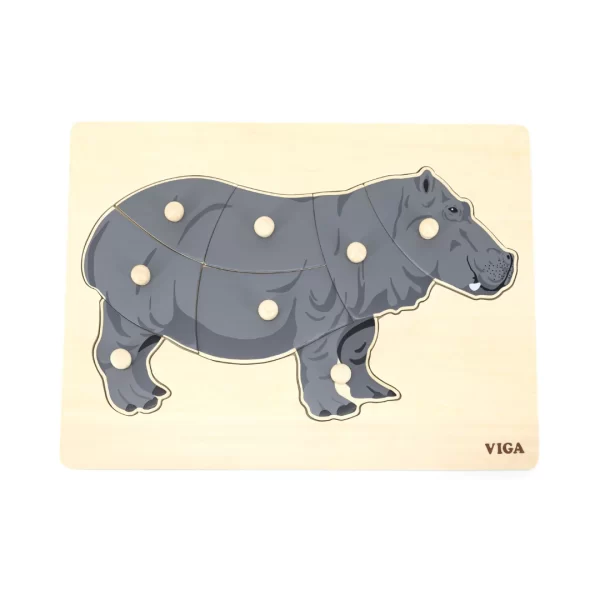 Piece together the Montessori Hippopotamus Peg Puzzle!