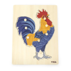 Piece together this Montessori Rooster Peg Puzzle!