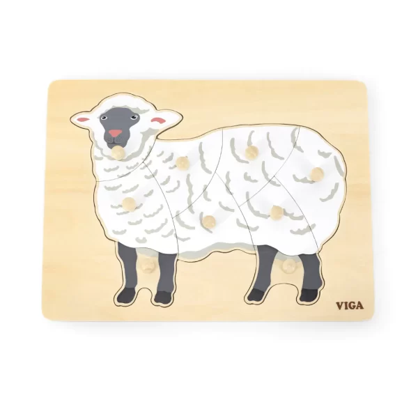 Piece together this Montessori Sheep Peg Puzzle!