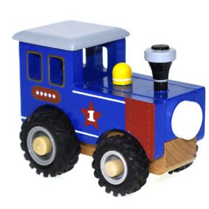 Wooden Blue Train Engine with Rubber Wheels