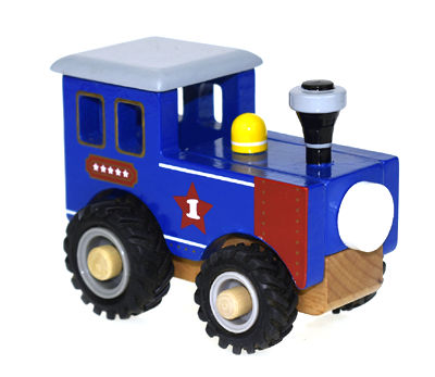 Wooden Blue Train Engine with Rubber Wheels