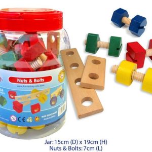 Wooden Nuts Bolts in Jar